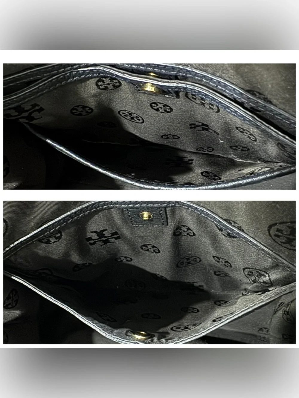 Tory Burch Bombe T Slouchy Satchel Soft Pebbled Leather Black VGUC